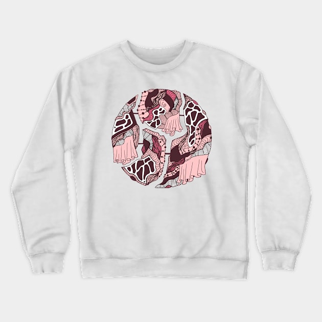 Pink and White Circle of Connection Crewneck Sweatshirt by kenallouis